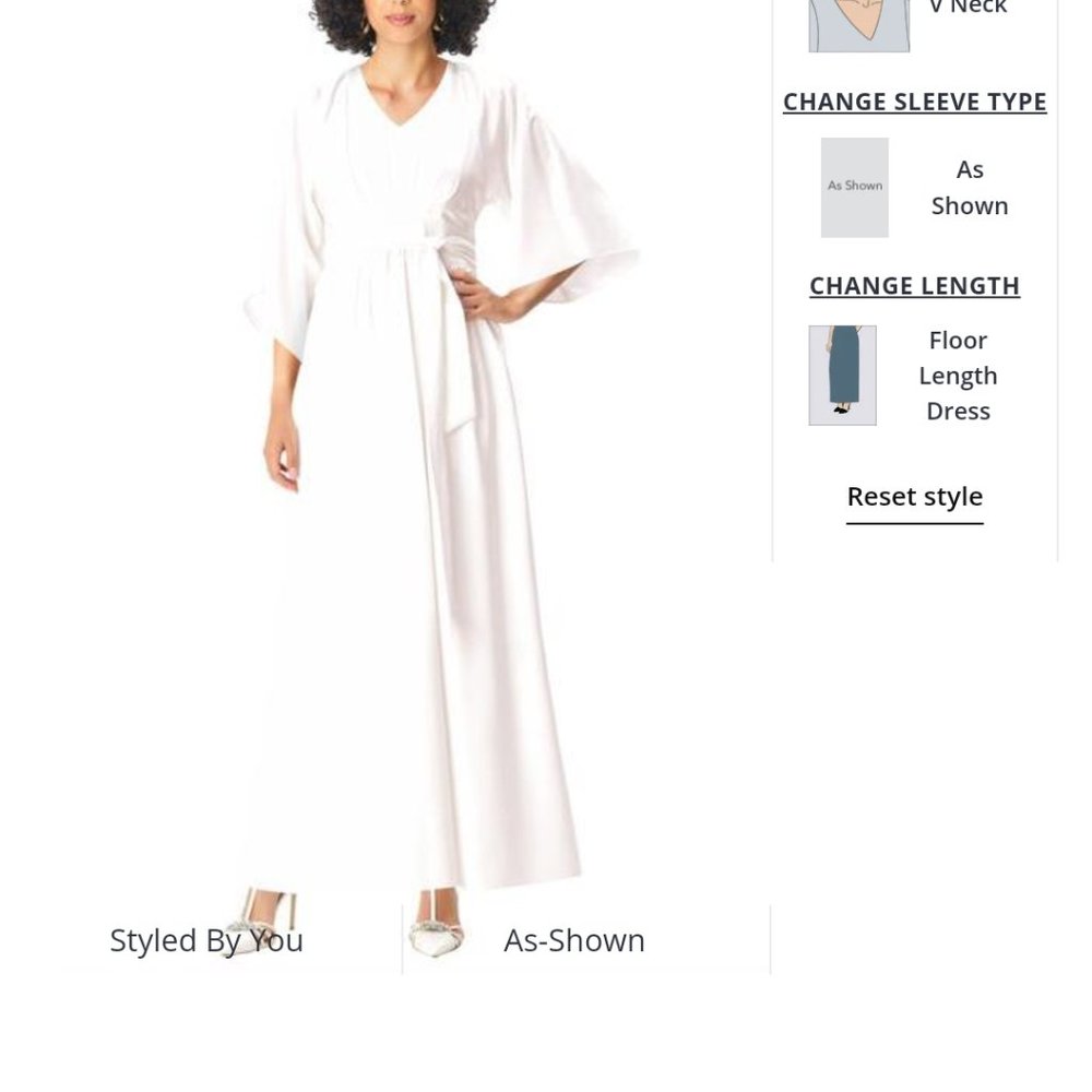 Eshakti high v neck satin twill tie waist dess